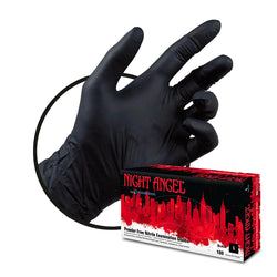 Night Angel Black Nitrile Gloves Powder Free by Adenna - Box of 100